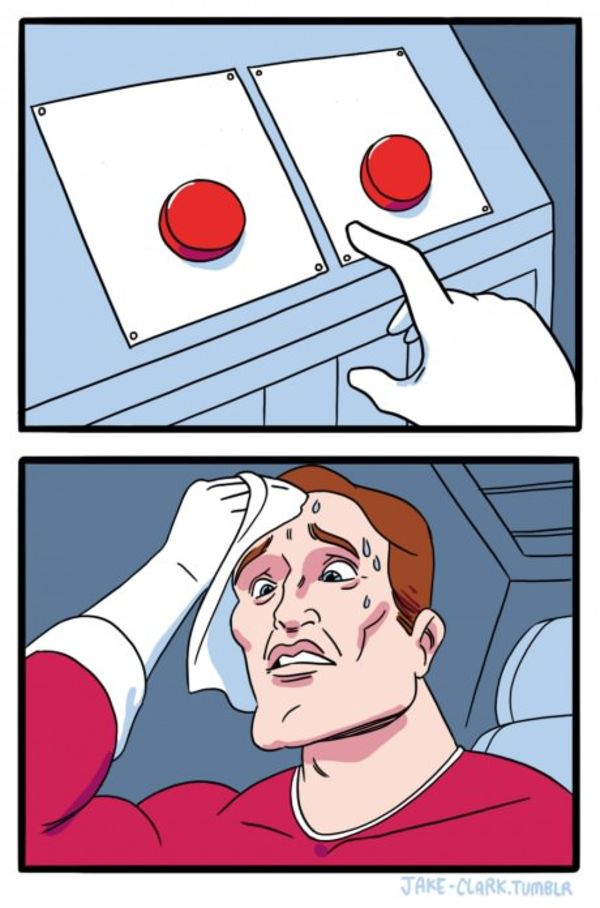 Two Buttons meme about Partake Foods