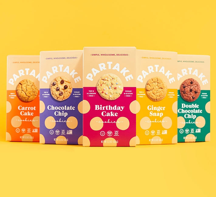 Partake product request form with five cookie boxes