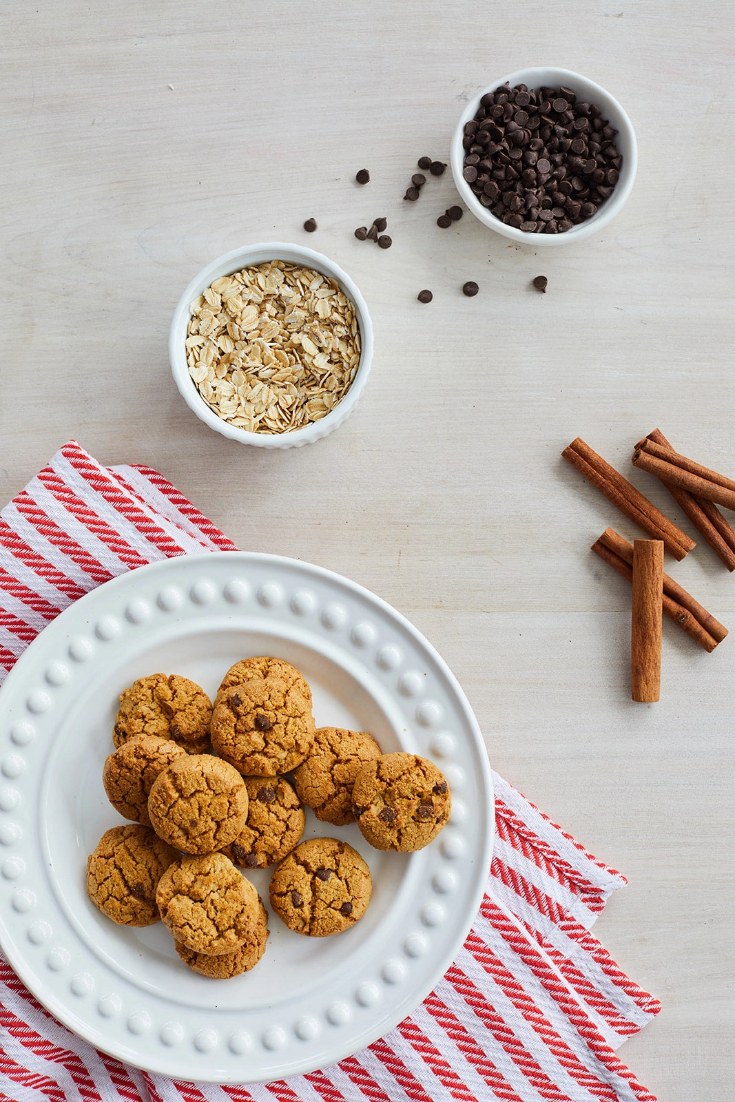 Partake cookies and ingredients laid out on a table from the founder interview